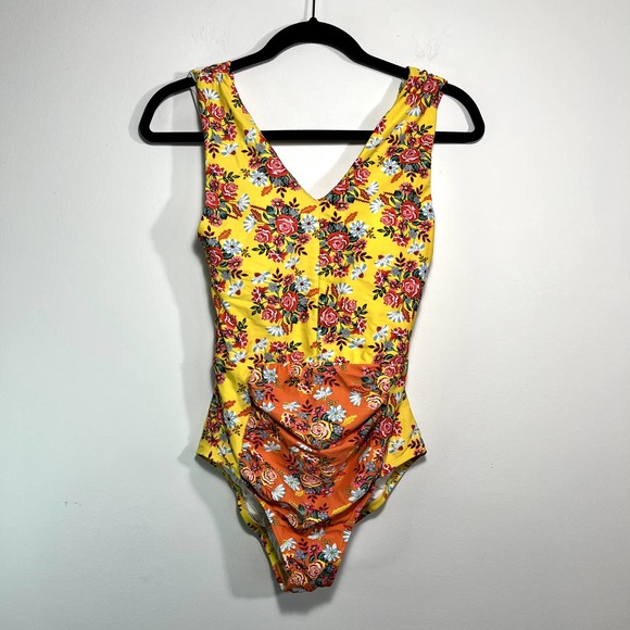 Matilda Jane Yellow + Orange Floral One Piece Swimsuit Small - Picture 3 of 4